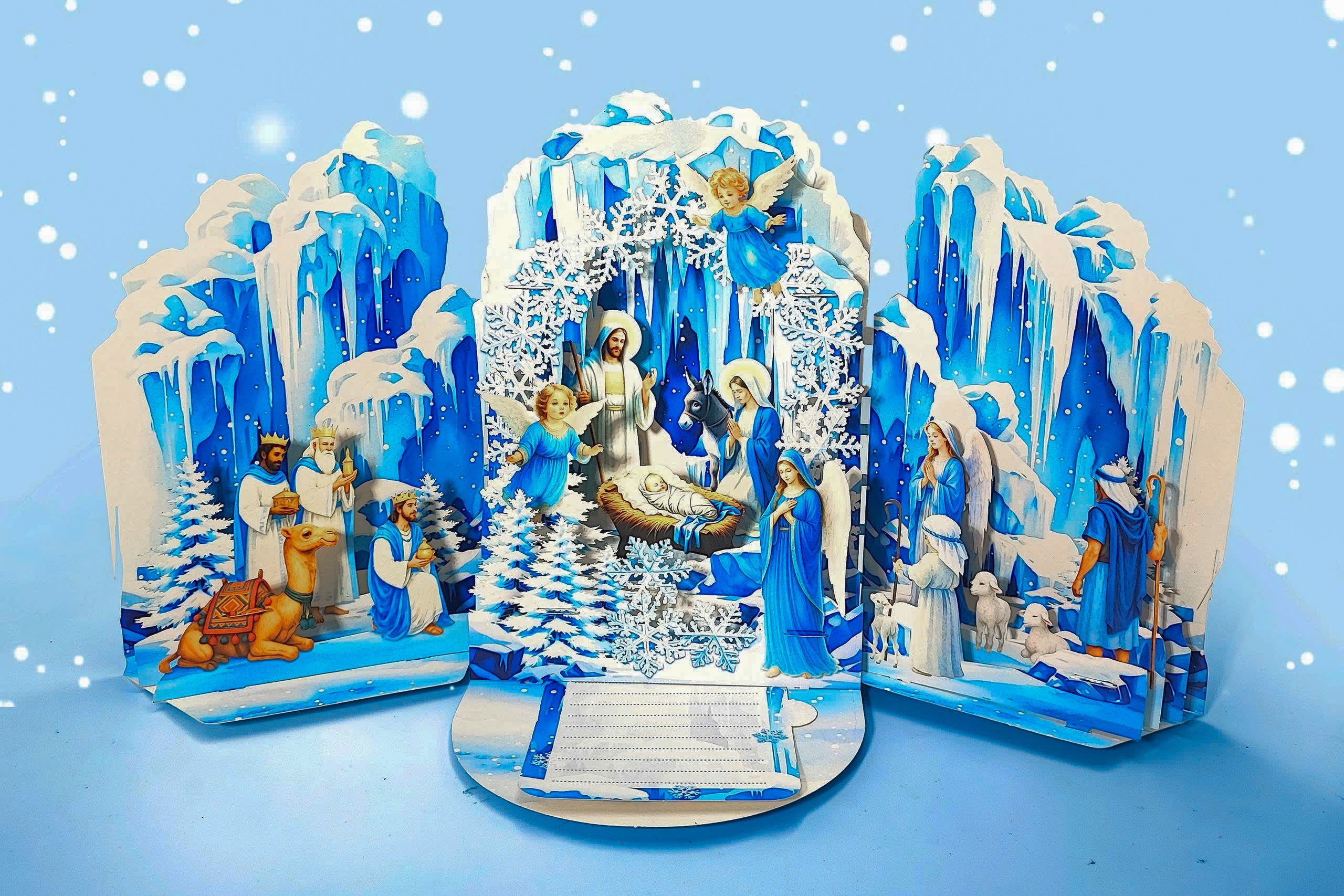 Pop Up Greeting Card Merry Christmas Tri Fold Amazing Religious Christmas Nativity Scene Christmas Decoration Gift Jesus Christ Birth