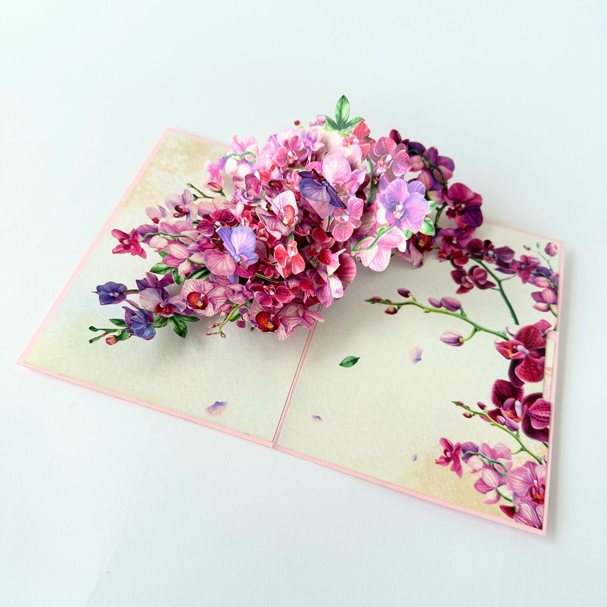 Pop Up Greeting Card Purple Orchid Blooming Flower Card Nature Lover Gift Love Thank You Birthday Gift Card Gift for Mom Mother's Day Idea