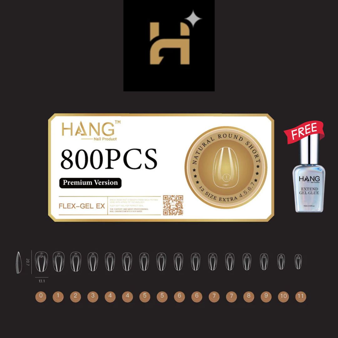Hang Premium Flex-Gel X Natural Round ( S – L ) / Free 1 Hang Extend On Gel 0.5oz