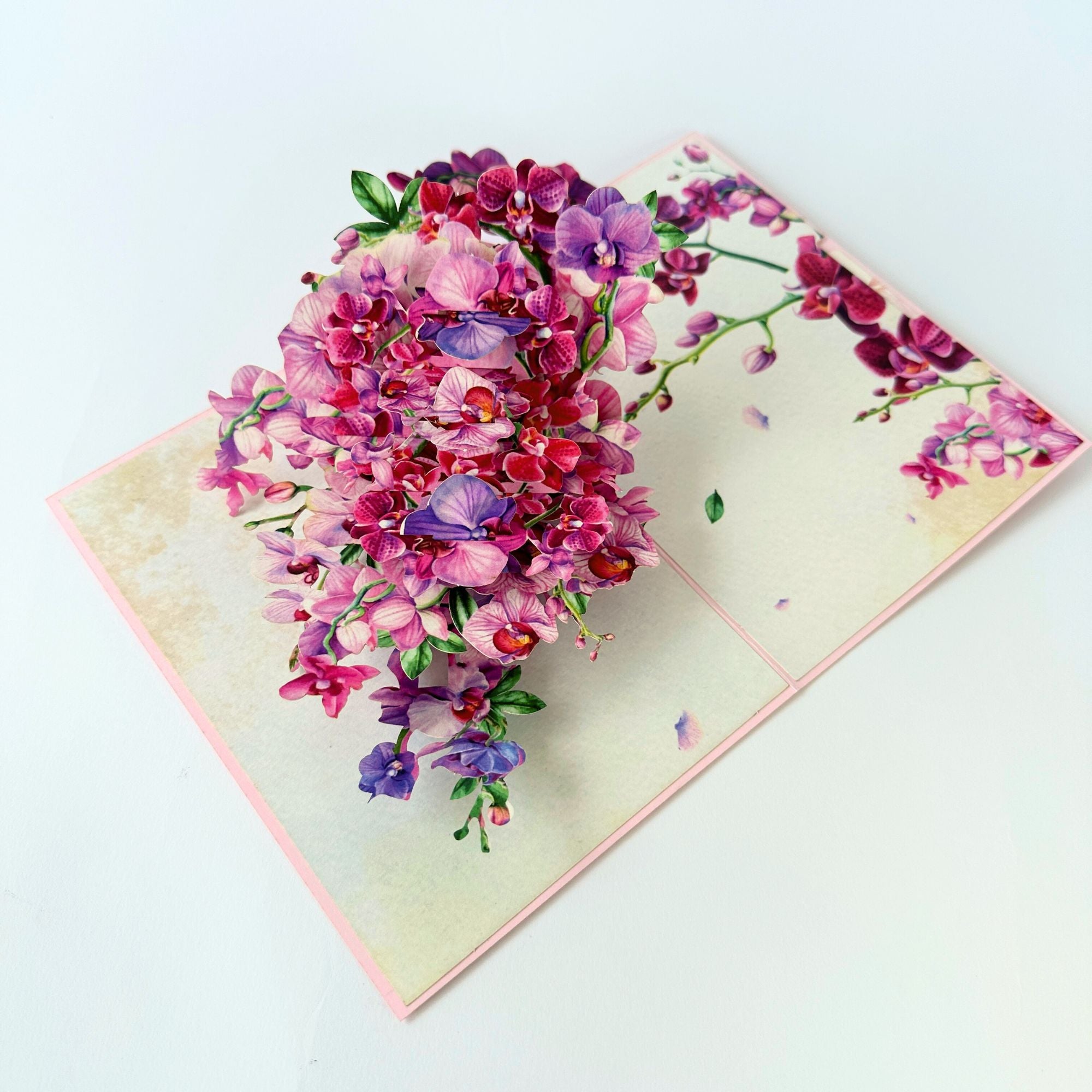 Pop Up Greeting Card Purple Orchid Blooming Flower Card Nature Lover Gift Love Thank You Birthday Gift Card Gift for Mom Mother's Day Idea