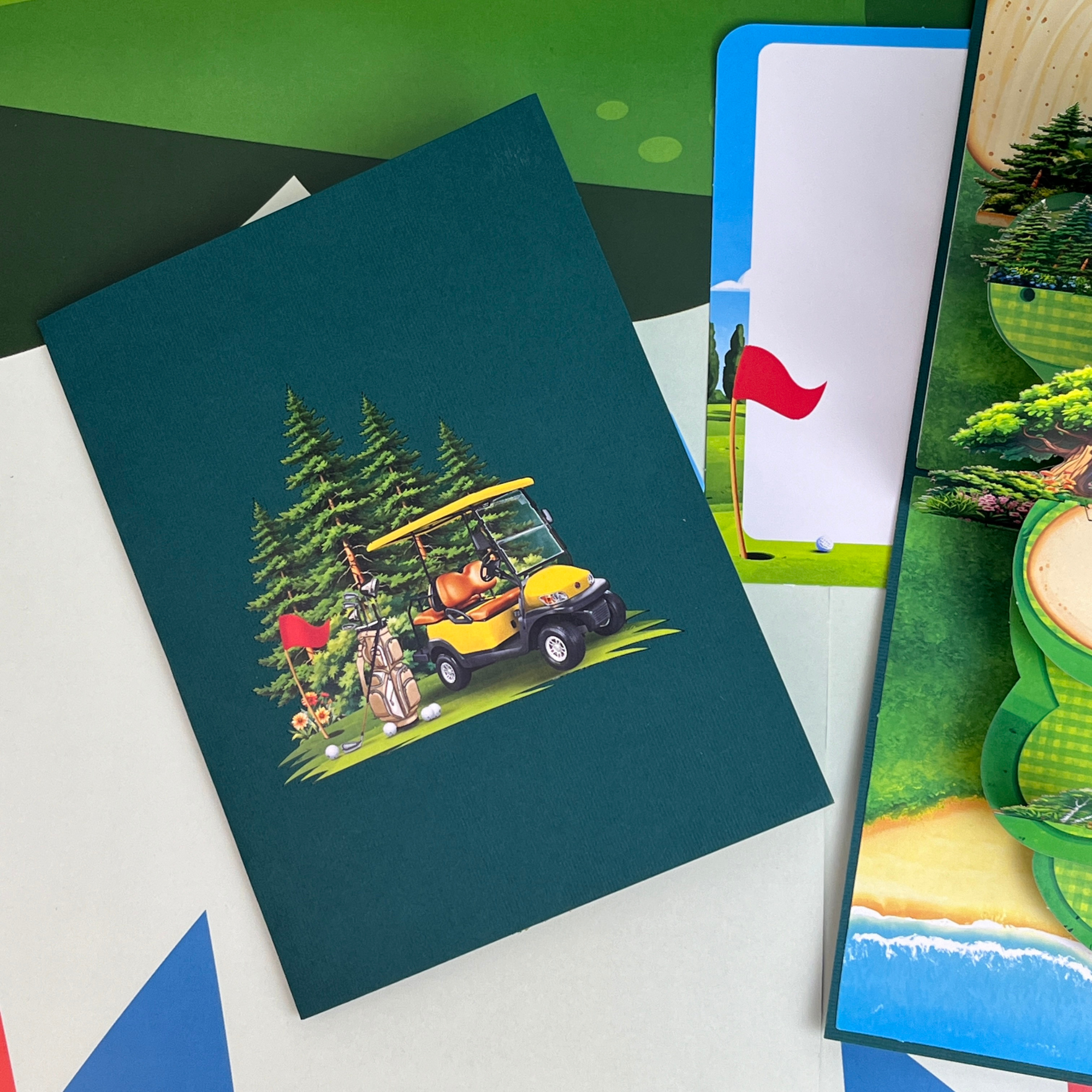 Pop Up Greeting Card Golf Sport Tournament Birthday Thank You Anniversary Holiday for Him Husband Boyfriend Adventure Outdoor Fun Vacation