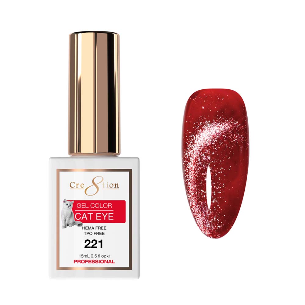 Cre8tion Ruby Glam Collection 2026 - Cat Eye Soak Off Gel #221 - 0.5oz