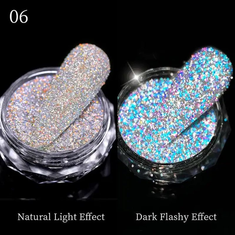 Iridescent Nail Glitter Powder small jar 1gram many colors