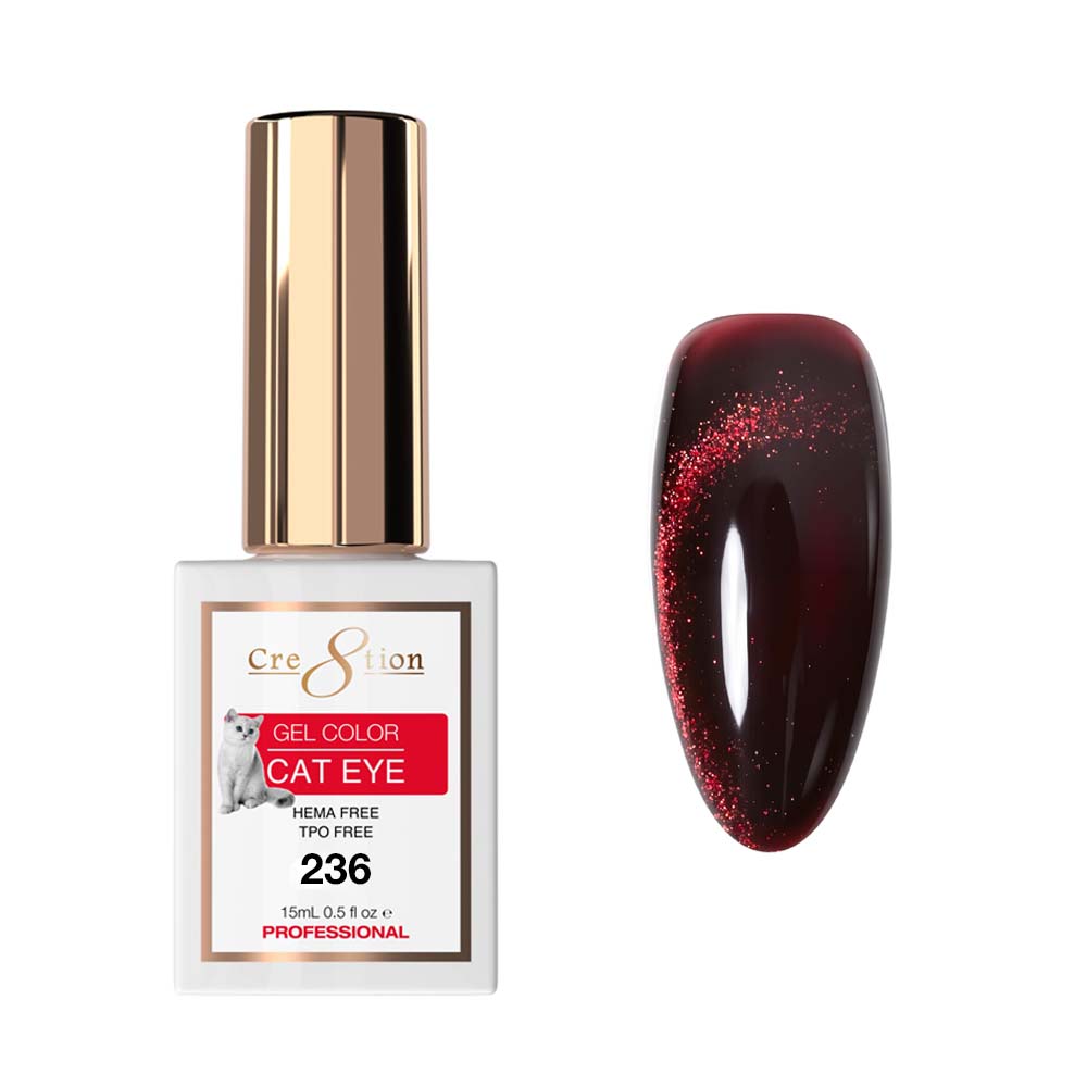 Cre8tion Ruby Glam Collection 2026 - Cat Eye Soak Off Gel #236 - 0.5oz