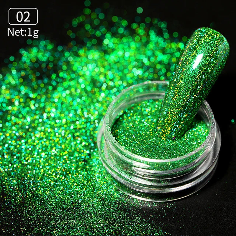 Iridescent Nail Glitter Powder small jar 1gram many colors