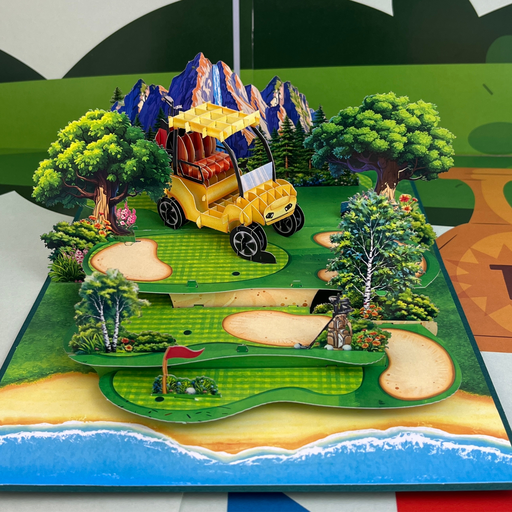 Pop Up Greeting Card Golf Sport Tournament Birthday Thank You Anniversary Holiday for Him Husband Boyfriend Adventure Outdoor Fun Vacation