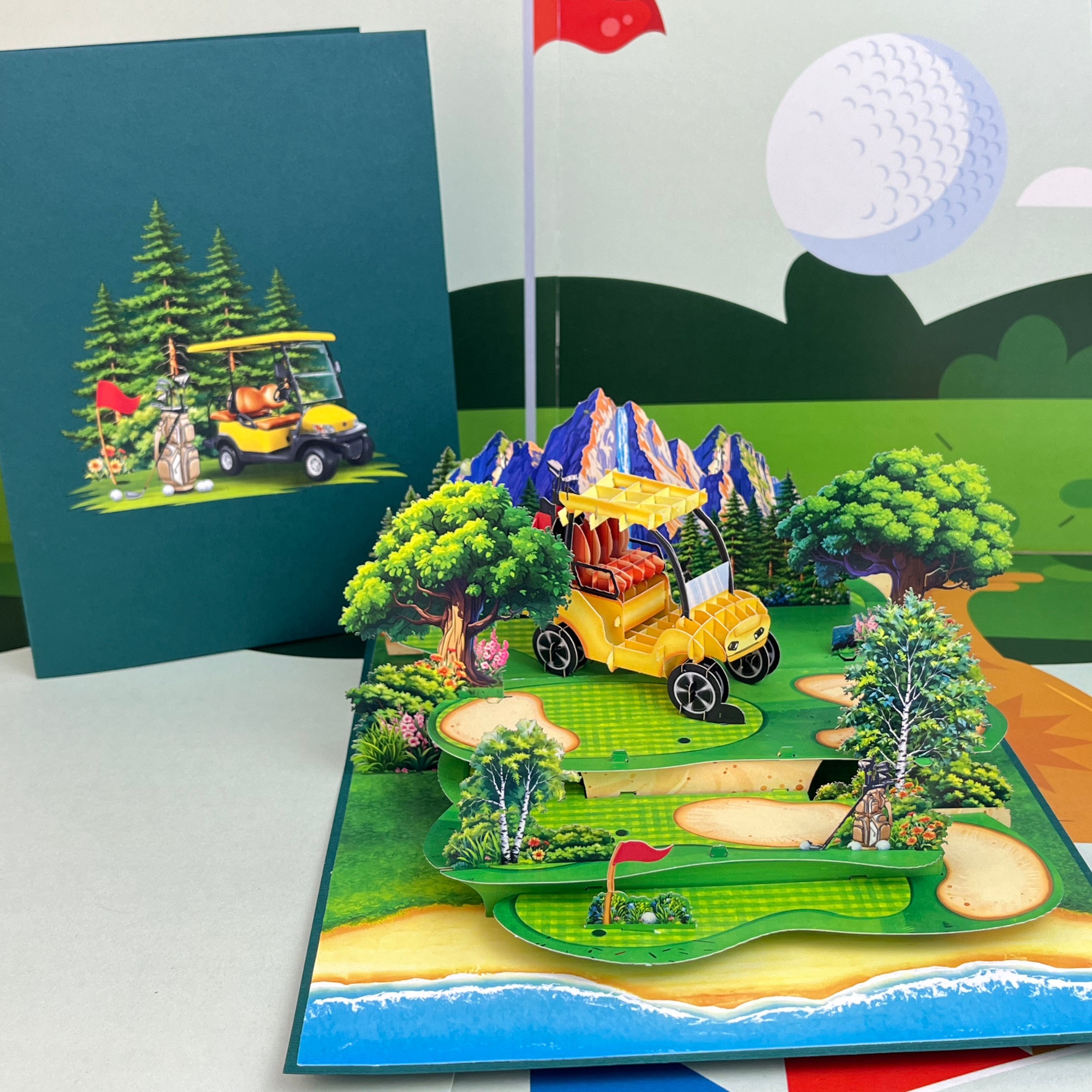 Pop Up Greeting Card Golf Sport Tournament Birthday Thank You Anniversary Holiday for Him Husband Boyfriend Adventure Outdoor Fun Vacation