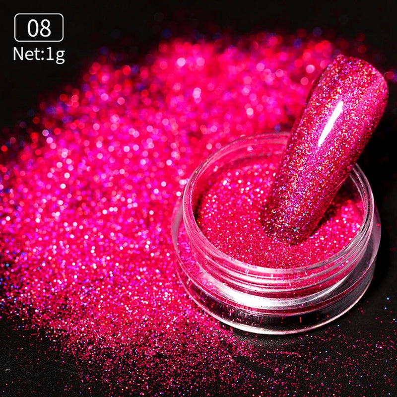 Iridescent Nail Glitter Powder small jar 1gram many colors