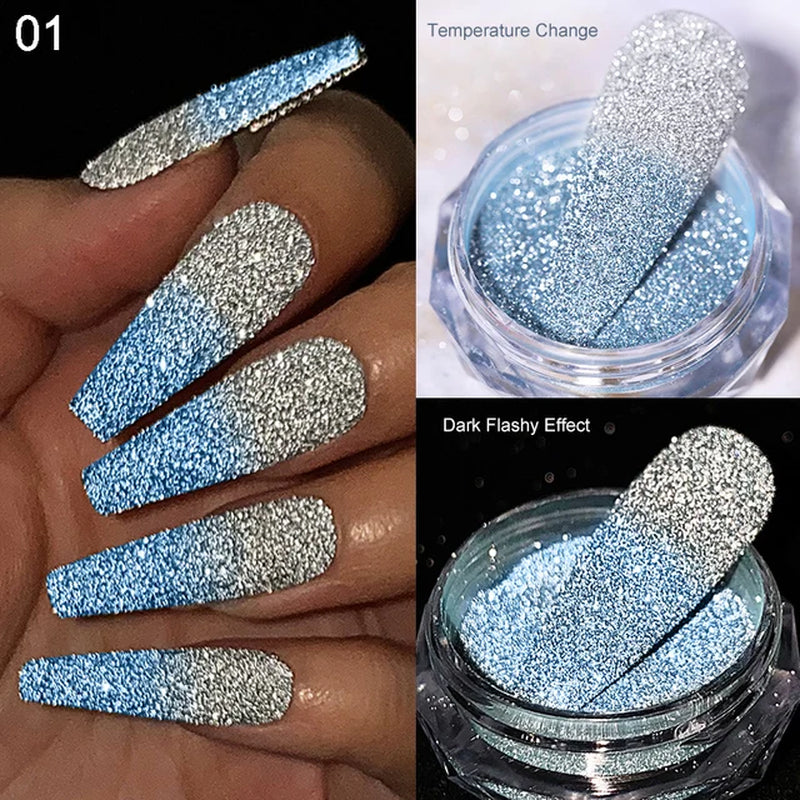 Iridescent Nail Glitter Powder small jar 1gram many colors