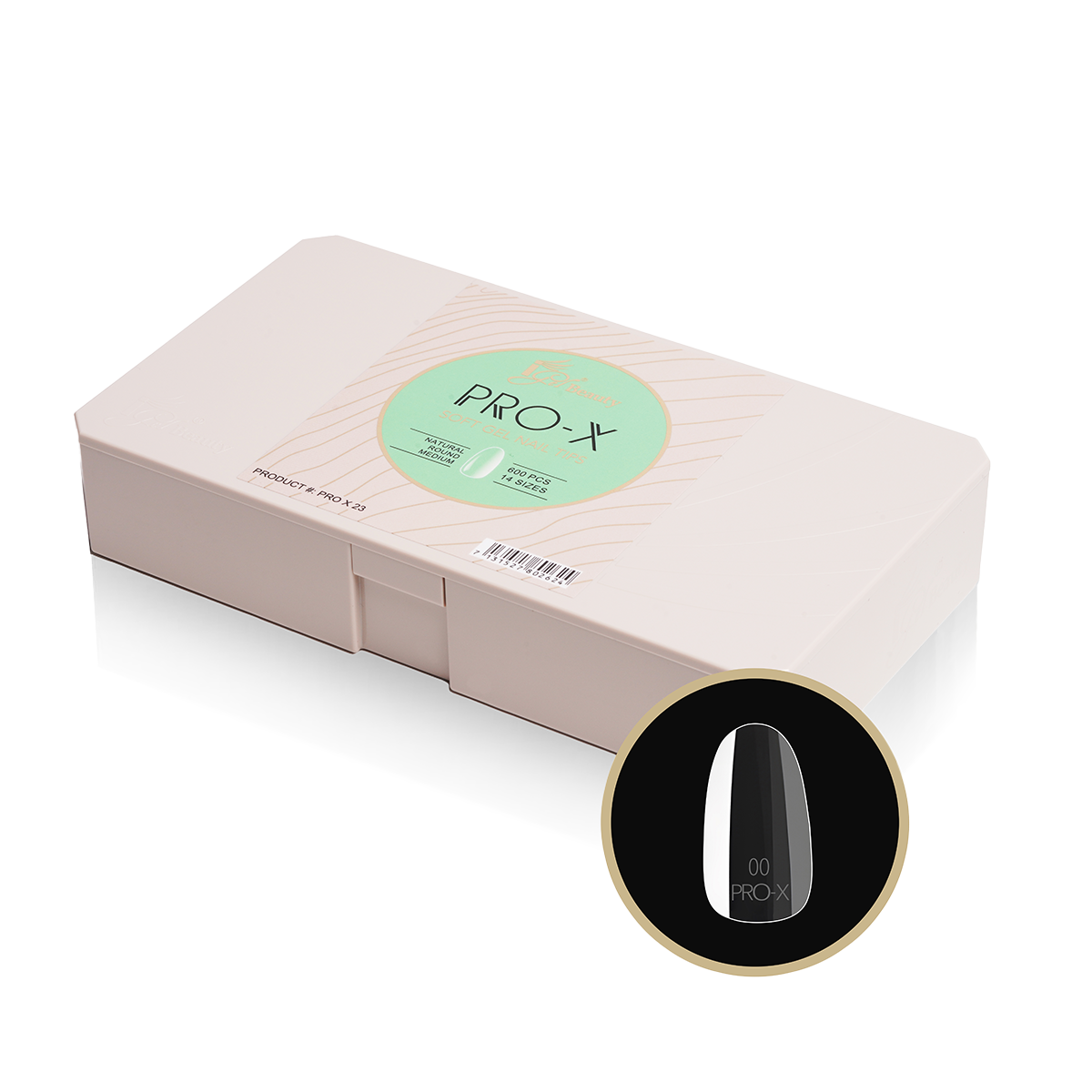 iGel PRO-X Soft Gel Nail Tips 23 - Natural Round Medium (600 pcs)