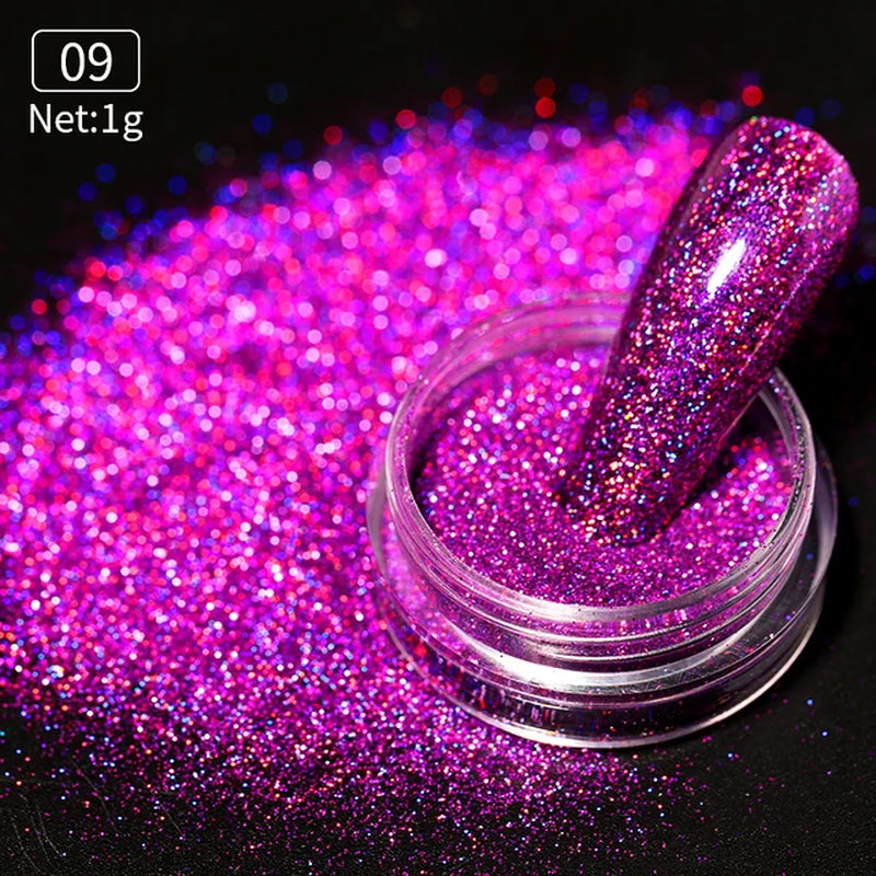 Iridescent Nail Glitter Powder small jar 1gram many colors