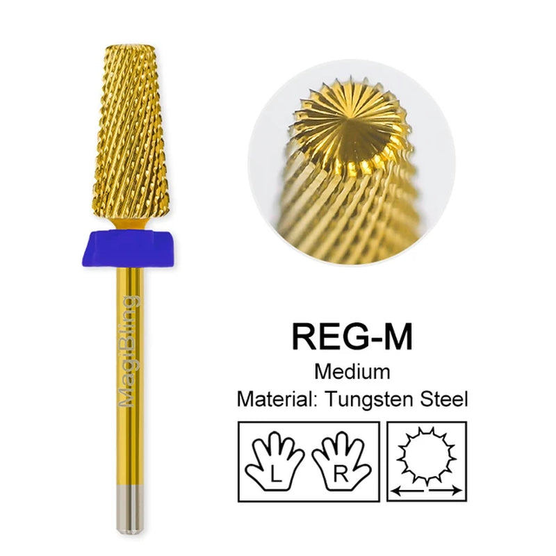 Nail Drill Bits New Cross Cut 5In1 Tungsten Manicure Polishing Tool 3/32"