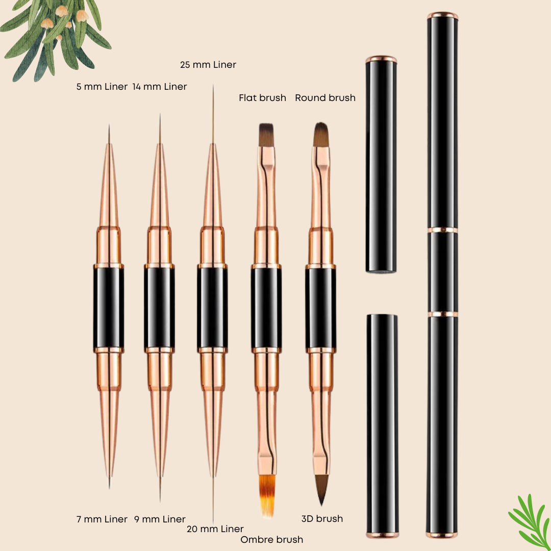 Nail Art Dual End Brush (Set 5pcs)