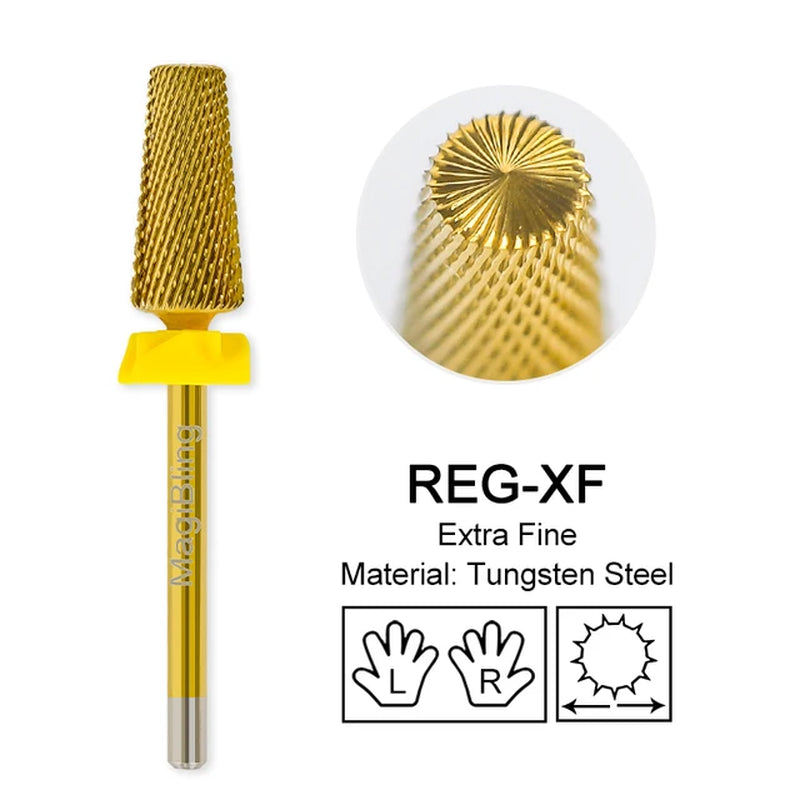 Nail Drill Bits New Cross Cut 5In1 Tungsten Manicure Polishing Tool 3/32"