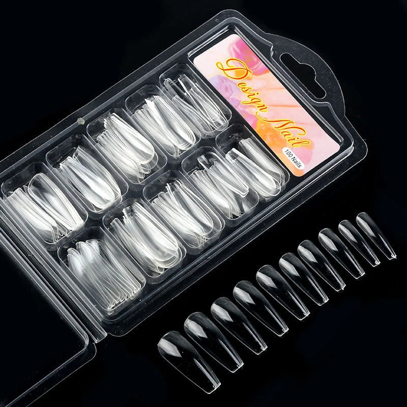 Clear and White Nails Tips Short and Long Shaped Tip 100Pcs/Box