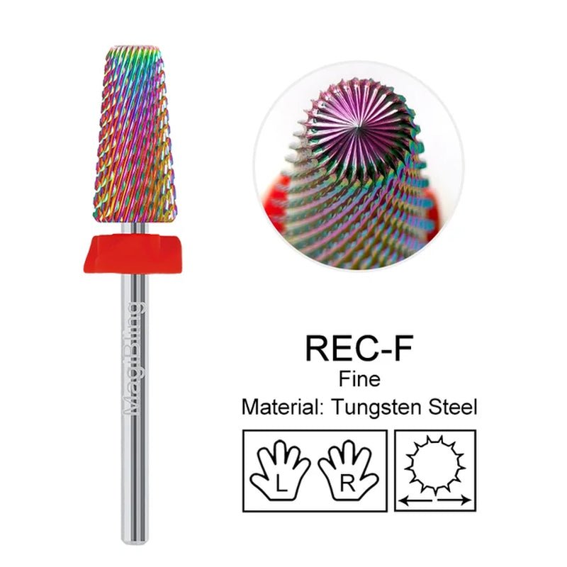 Nail Drill Bits New Cross Cut 5In1 Tungsten Manicure Polishing Tool 3/32"