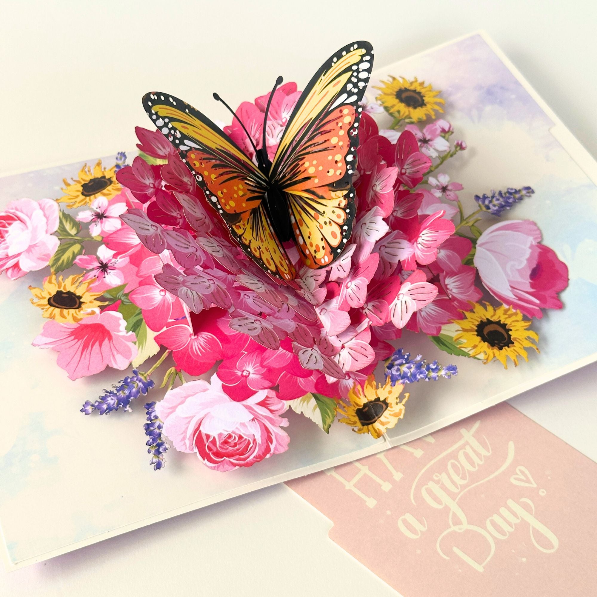 Pop Up Greeting Card Spring Cherry Blossom Butterfly Blooming Colorful Nature Card Gift Love Thank You Birthday Family Card Mother's Day