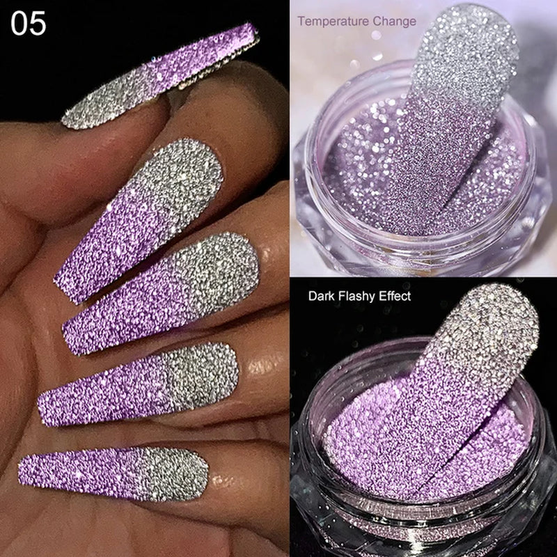Iridescent Nail Glitter Powder small jar 1gram many colors