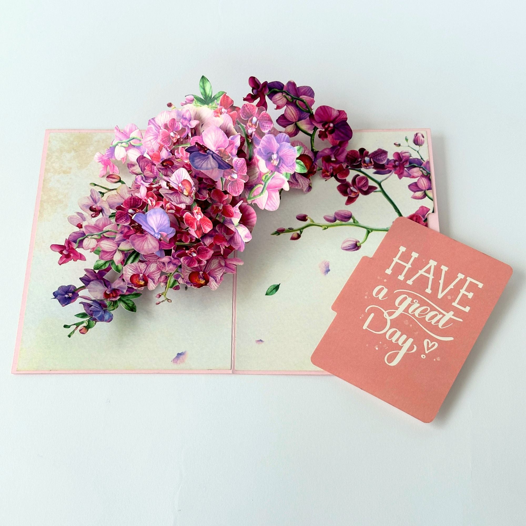 Pop Up Greeting Card Purple Orchid Blooming Flower Card Nature Lover Gift Love Thank You Birthday Gift Card Gift for Mom Mother's Day Idea