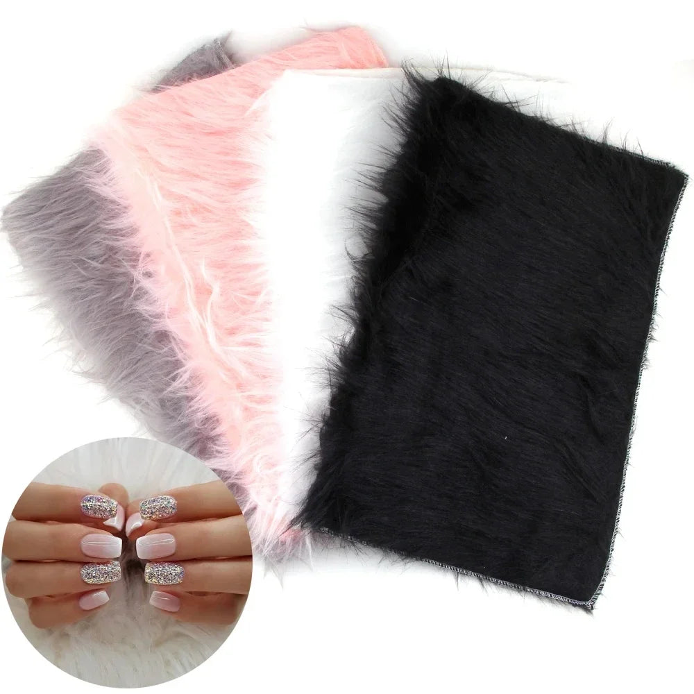 Nail Photo Background 15x15Inch White Purple Brown Pink Color Thick Soft Fur Nail Mat