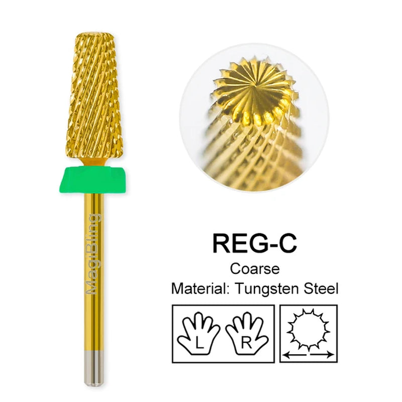 Nail Drill Bits New Cross Cut 5In1 Tungsten Manicure Polishing Tool 3/32"