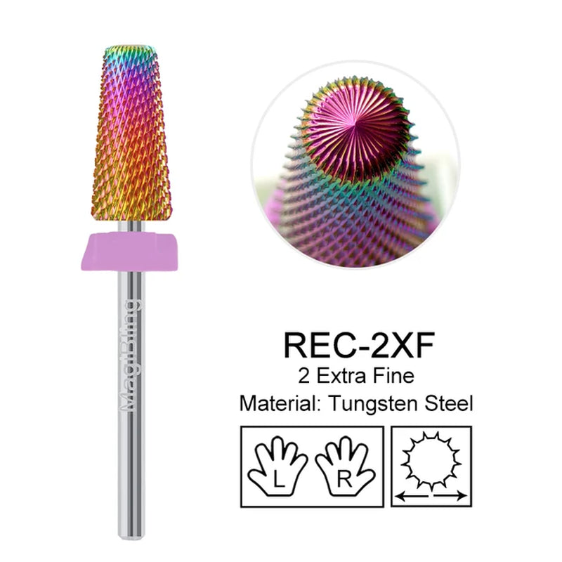 Nail Drill Bits New Cross Cut 5In1 Tungsten Manicure Polishing Tool 3/32"