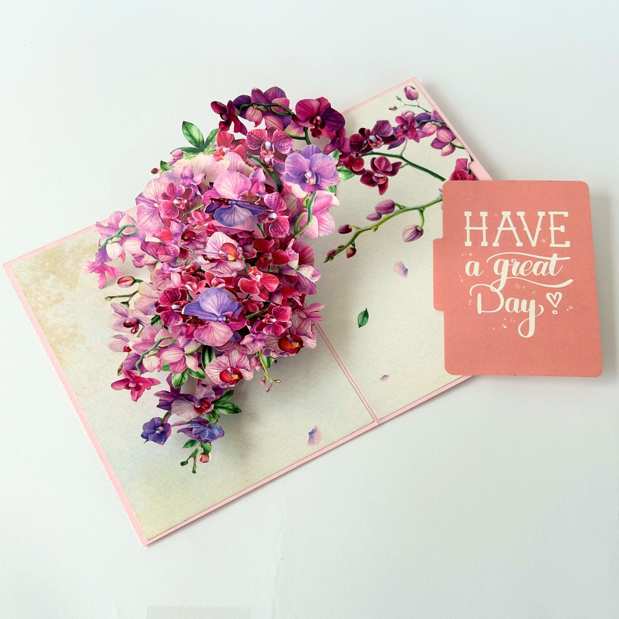 Pop Up Greeting Card Purple Orchid Blooming Flower Card Nature Lover Gift Love Thank You Birthday Gift Card Gift for Mom Mother's Day Idea