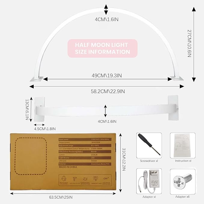 Cre8tion - Half Moon Light for Nail Table (White)