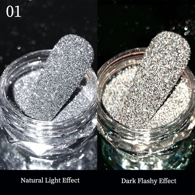 Iridescent Nail Glitter Powder small jar 1gram many colors
