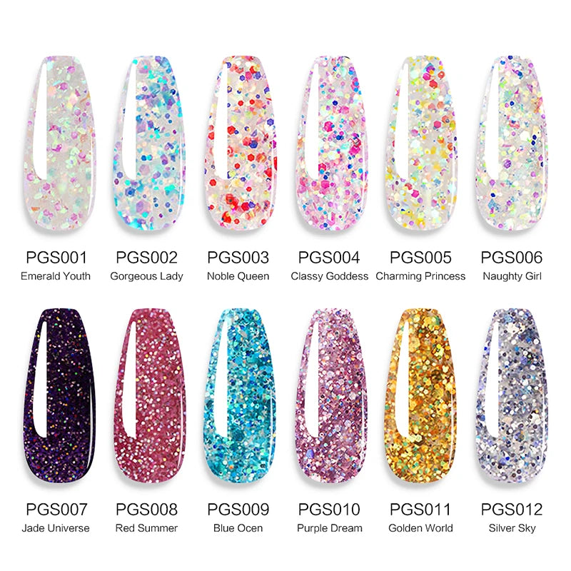 Glitter Poly Nail Gel Extension 15g Gel Polish All for Manicure Poly Building Nail Gel Semi Permanent Soak off Nail Art