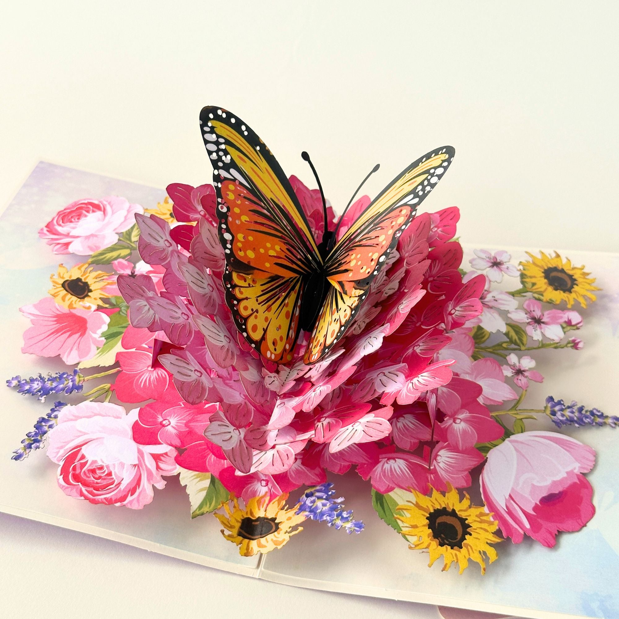 Pop Up Greeting Card Spring Cherry Blossom Butterfly Blooming Colorful Nature Card Gift Love Thank You Birthday Family Card Mother's Day