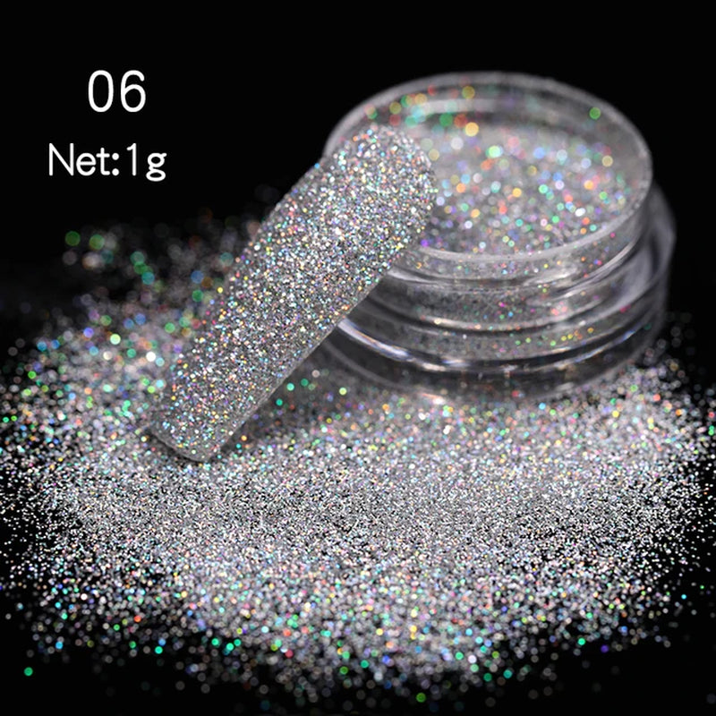 Iridescent Nail Glitter Powder small jar 1gram many colors