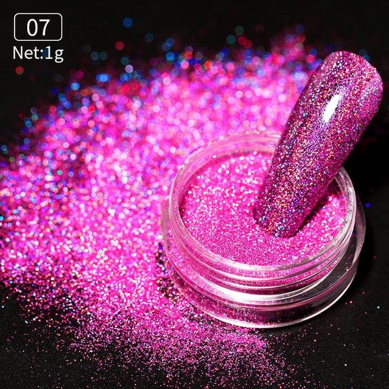 Iridescent Nail Glitter Powder small jar 1gram many colors