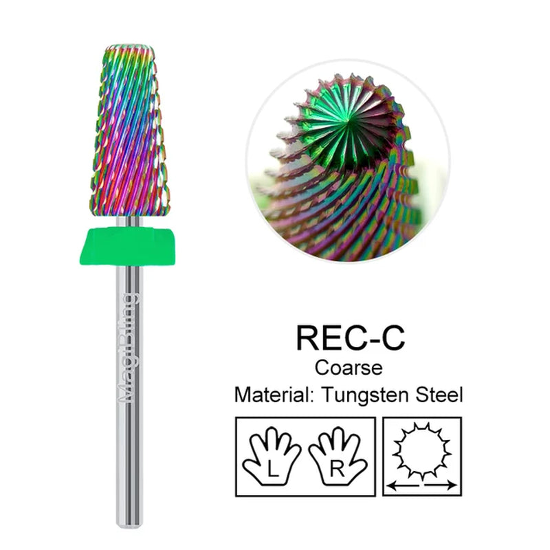 Nail Drill Bits New Cross Cut 5In1 Tungsten Manicure Polishing Tool 3/32"