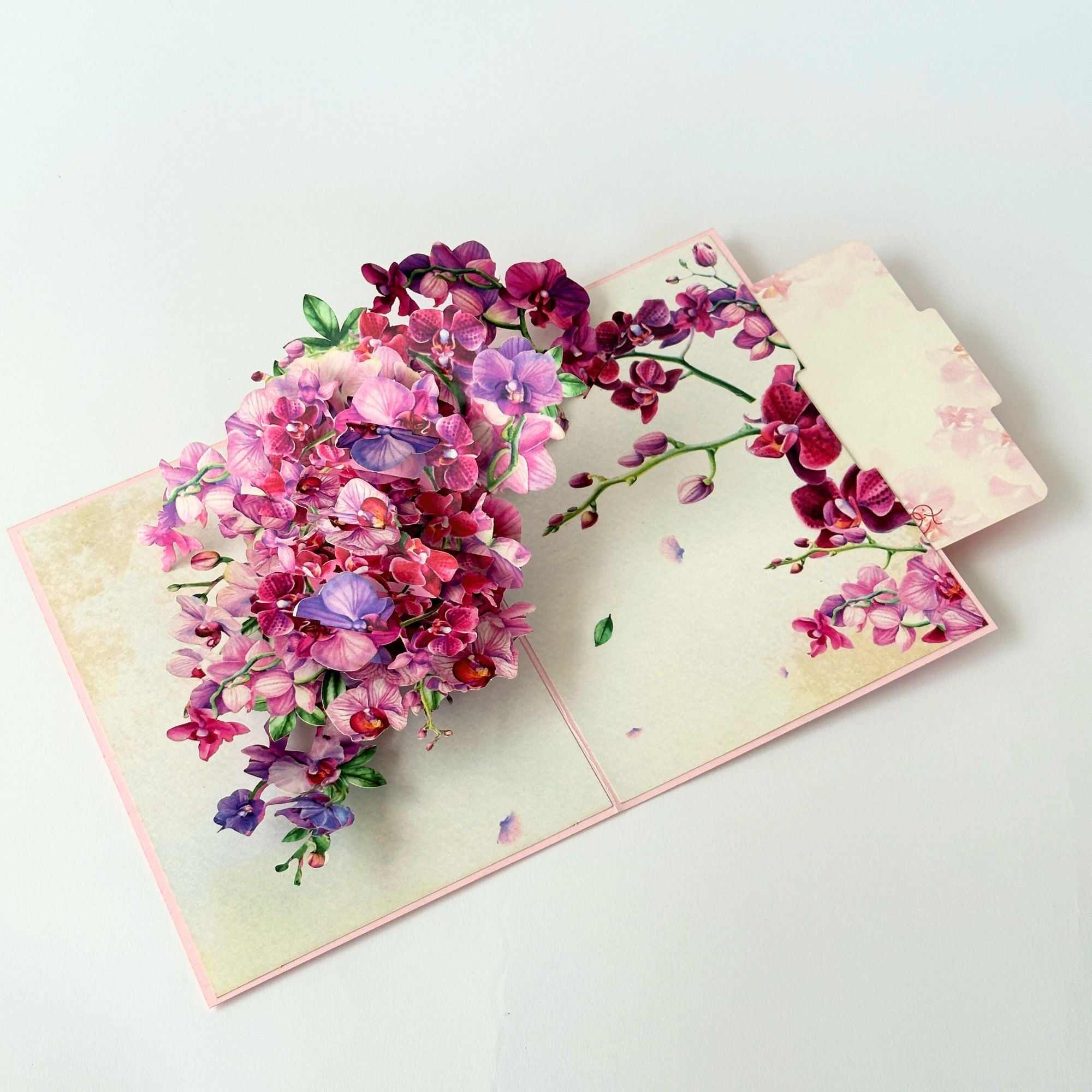 Pop Up Greeting Card Purple Orchid Blooming Flower Card Nature Lover Gift Love Thank You Birthday Gift Card Gift for Mom Mother's Day Idea