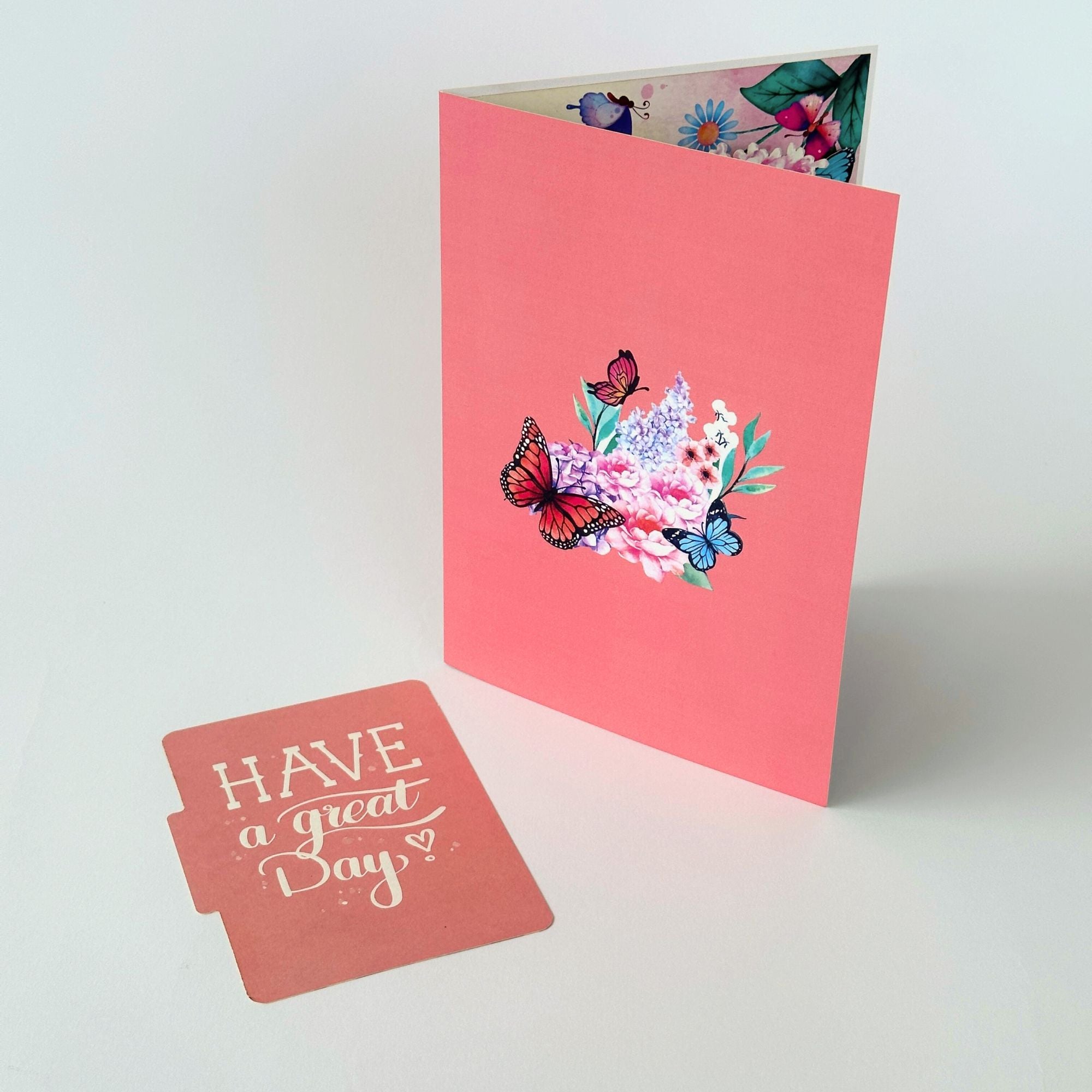 Pop Up Greeting Card Spring Butterfly Flower Blooming Colorful Nature Gift Idea Love Thank You Birthday Family Card for Mom Mother's Day