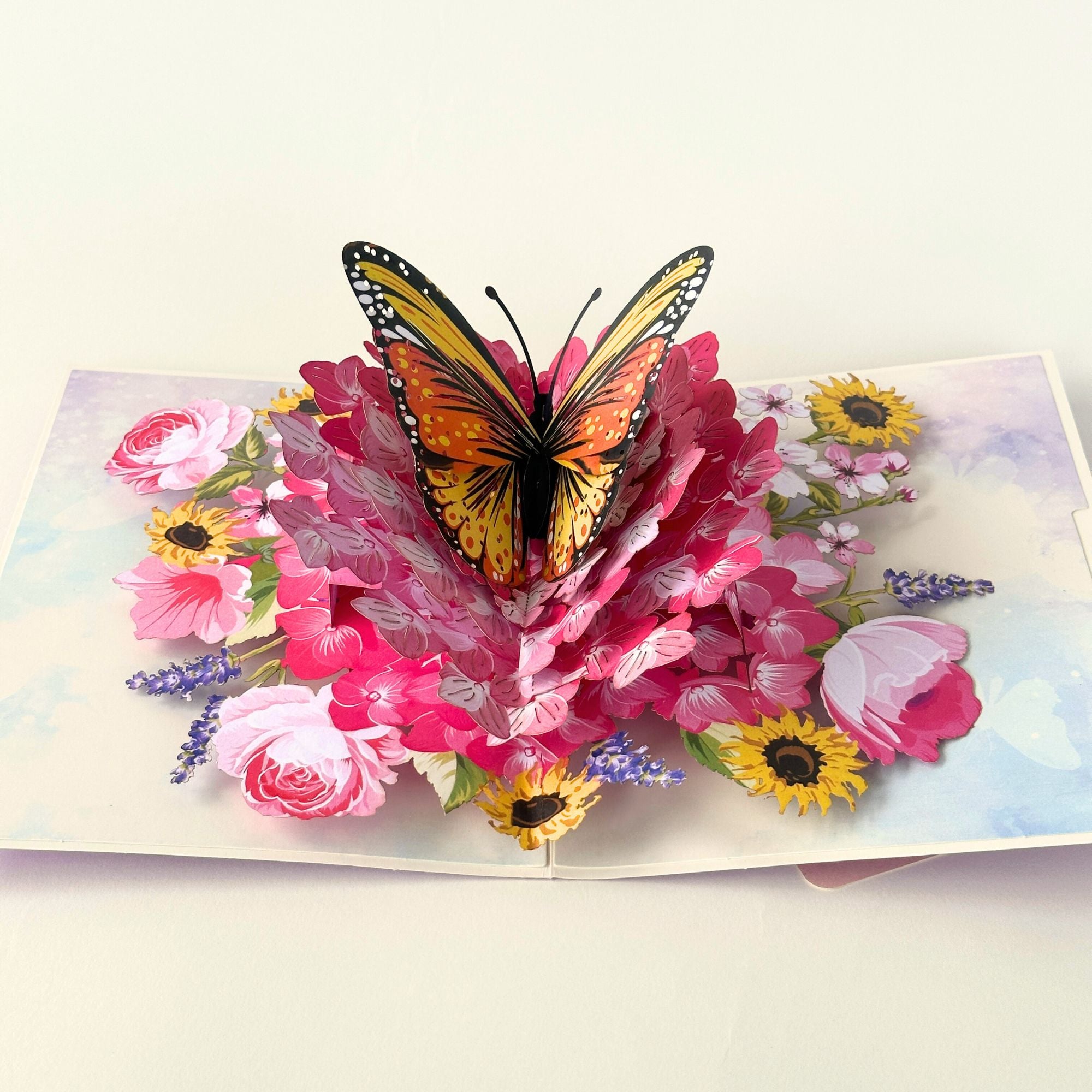 Pop Up Greeting Card Spring Cherry Blossom Butterfly Blooming Colorful Nature Card Gift Love Thank You Birthday Family Card Mother's Day
