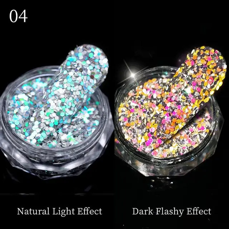 Iridescent Nail Glitter Powder small jar 1gram many colors