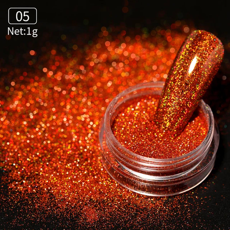 Iridescent Nail Glitter Powder small jar 1gram many colors