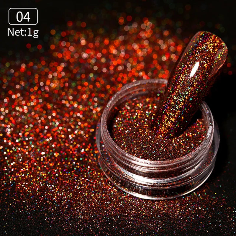 Iridescent Nail Glitter Powder small jar 1gram many colors