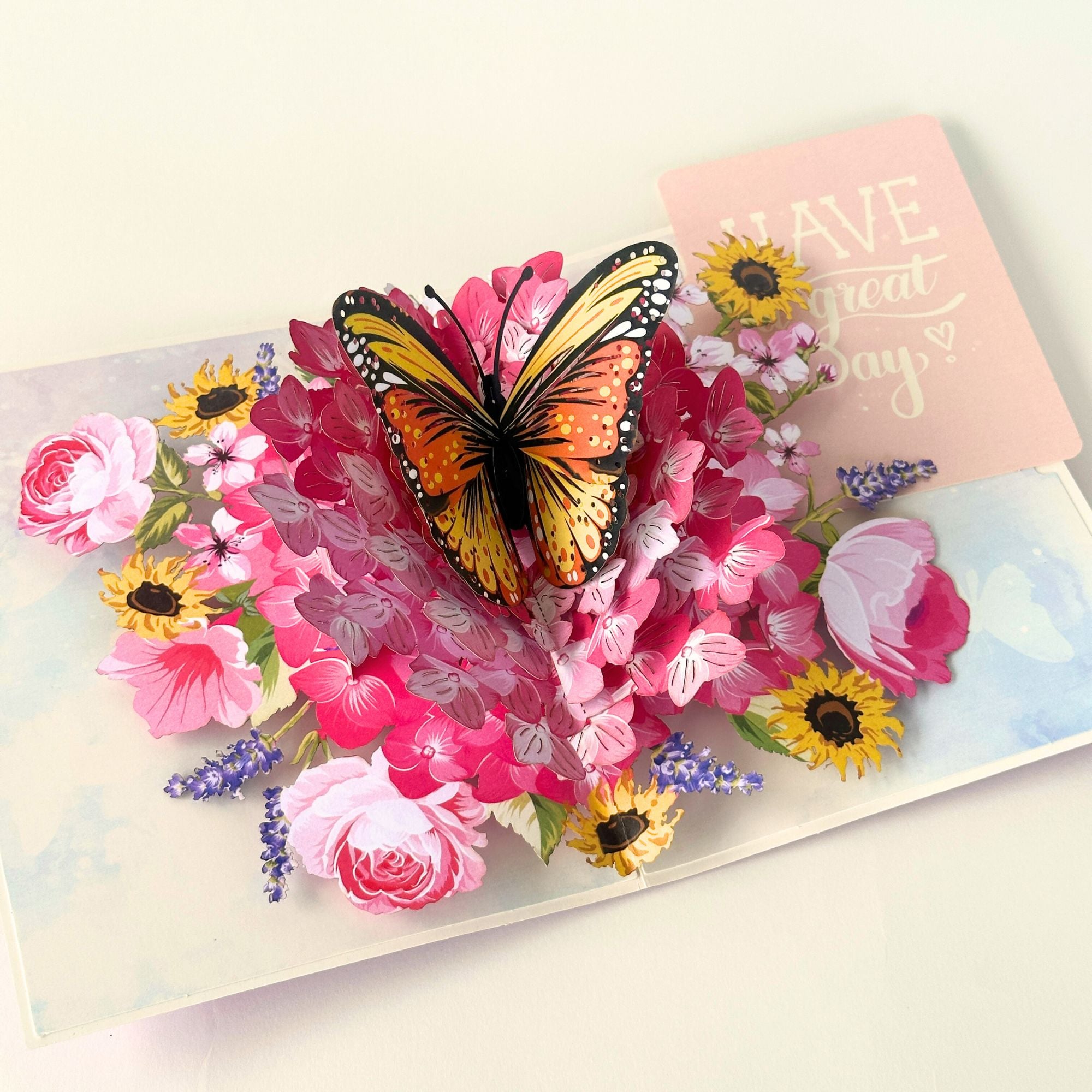 Pop Up Greeting Card Spring Cherry Blossom Butterfly Blooming Colorful Nature Card Gift Love Thank You Birthday Family Card Mother's Day