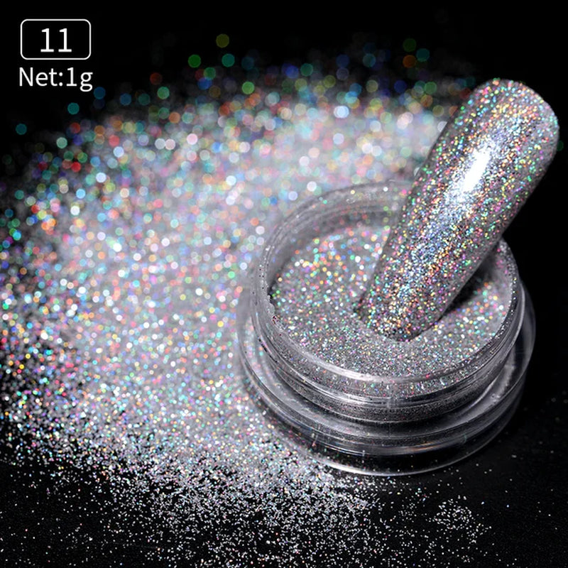 Iridescent Nail Glitter Powder small jar 1gram many colors
