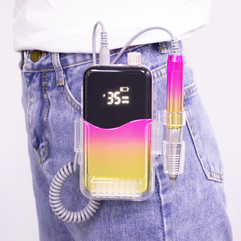 New High Quality Professional 85W Desktop Portable Cordless Rechargeable 35000 RPM Brushless Electric Nail Drill Machine