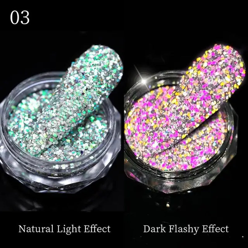 Iridescent Nail Glitter Powder small jar 1gram many colors