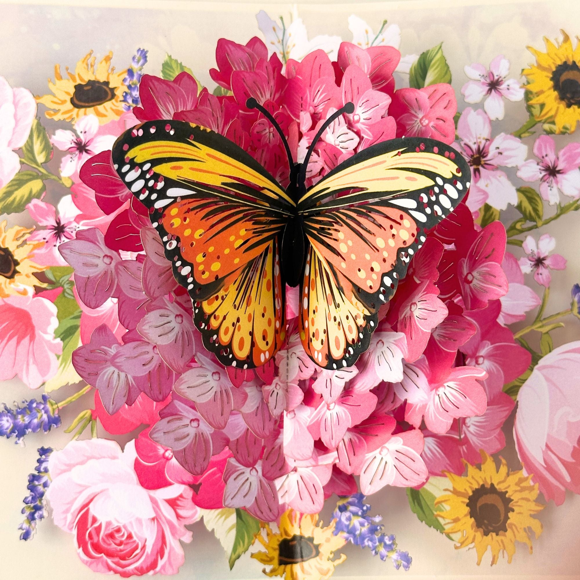 Pop Up Greeting Card Spring Cherry Blossom Butterfly Blooming Colorful Nature Card Gift Love Thank You Birthday Family Card Mother's Day