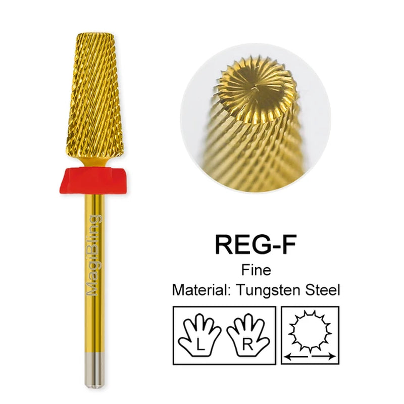 Nail Drill Bits New Cross Cut 5In1 Tungsten Manicure Polishing Tool 3/32"