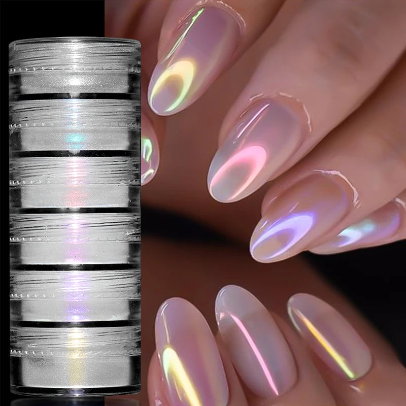 Pearl Nail Powder Mirror Nail Glitter Powder Metal Effect Pigment Colorful Fine Rubbing Dust Metallic Chrome Manicure 6 Box/Set