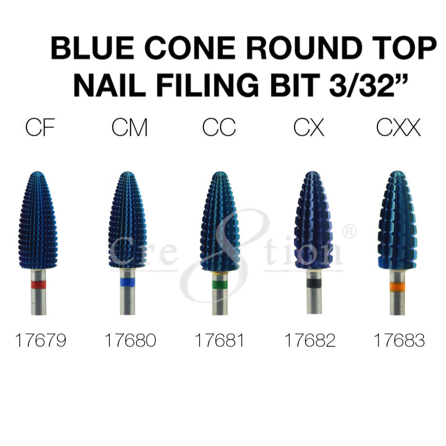 Cre8tion - Blue Cone Round Top - Nail Filing Bit - 3/32