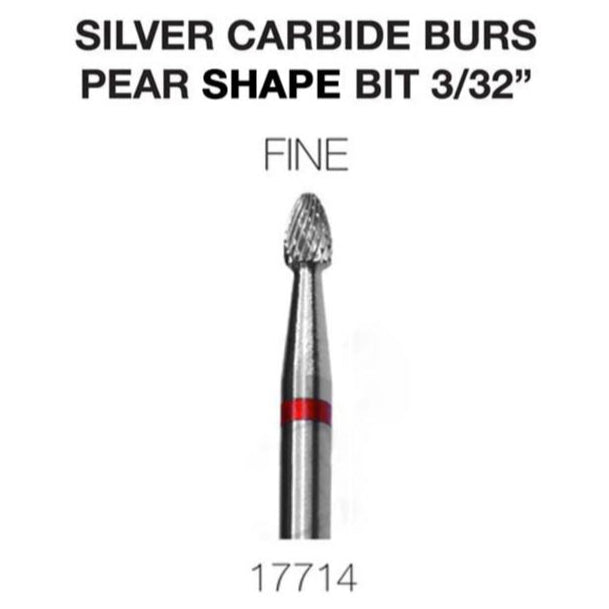 Cre8tion - Silver Carbide Burs - Pear Shape Bit - Fine 3/32