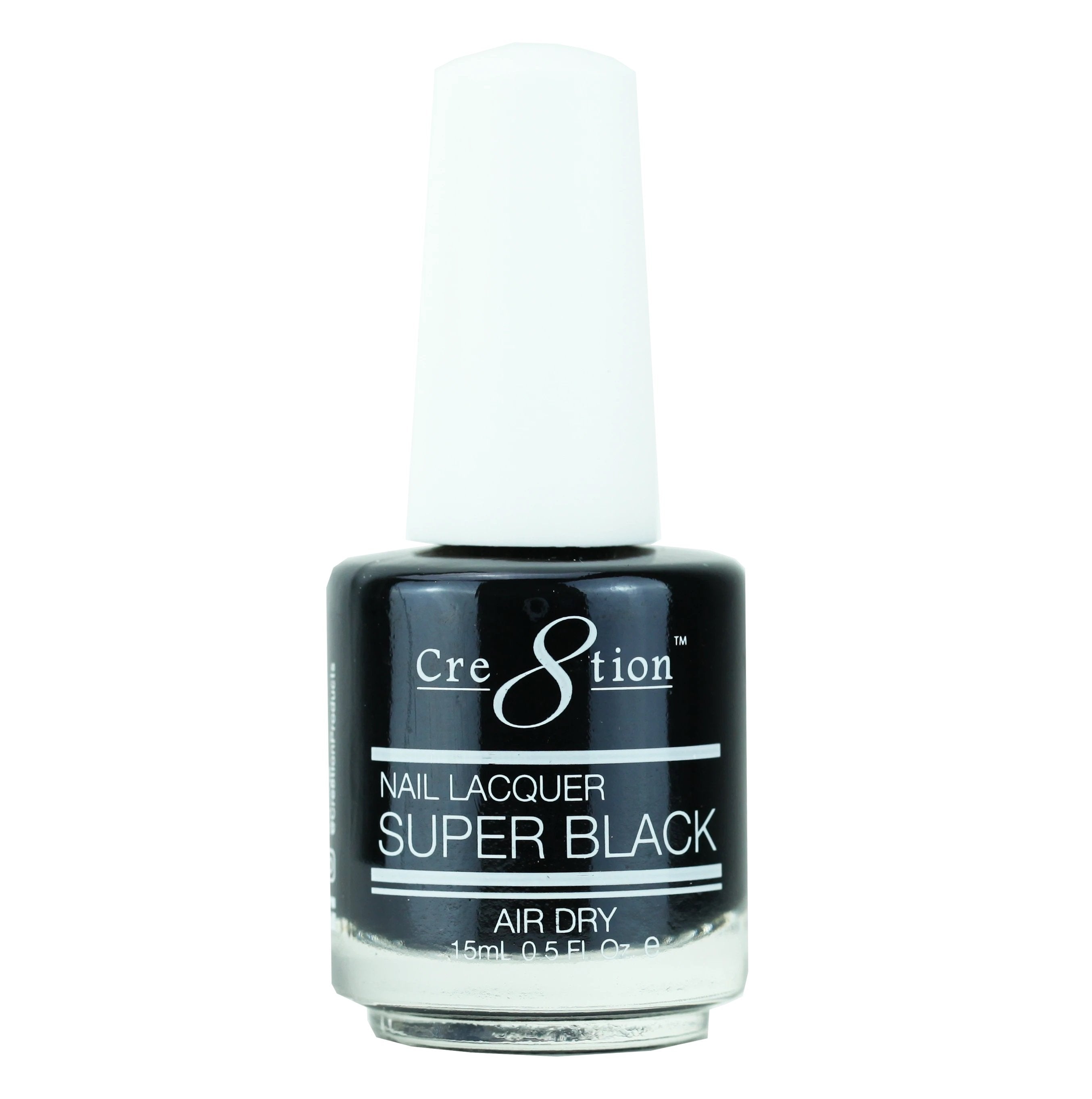 Cre8tion - Lacquer Base, Top, Super White, Black (15ml)